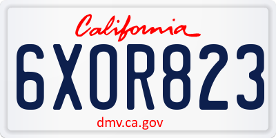 CA license plate 6XOR823