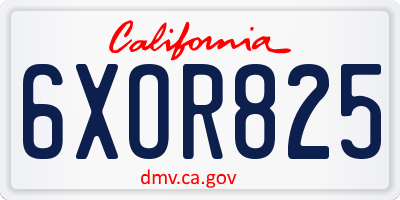 CA license plate 6XOR825