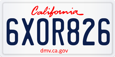CA license plate 6XOR826