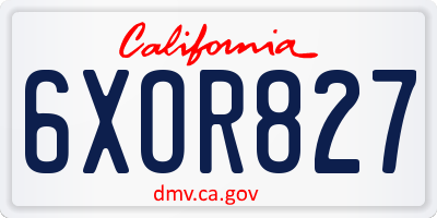 CA license plate 6XOR827