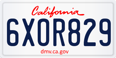 CA license plate 6XOR829