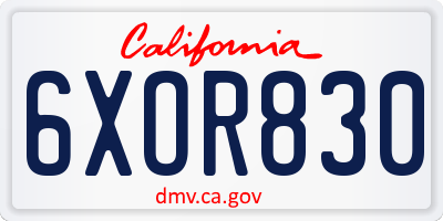 CA license plate 6XOR830