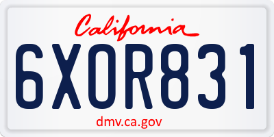 CA license plate 6XOR831
