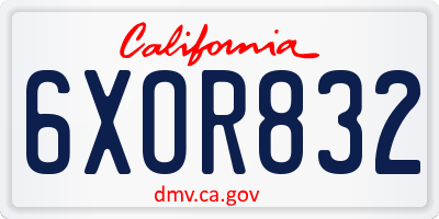 CA license plate 6XOR832
