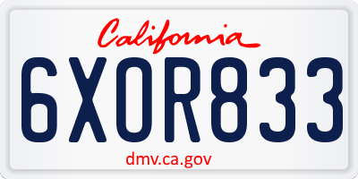 CA license plate 6XOR833
