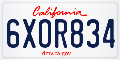 CA license plate 6XOR834