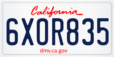 CA license plate 6XOR835