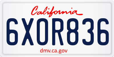 CA license plate 6XOR836