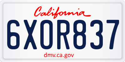 CA license plate 6XOR837