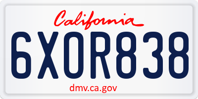 CA license plate 6XOR838