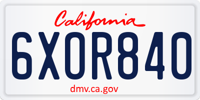 CA license plate 6XOR840
