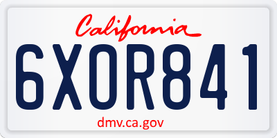 CA license plate 6XOR841