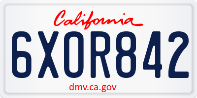 CA license plate 6XOR842