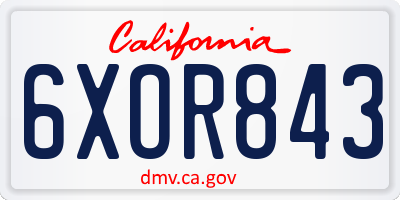CA license plate 6XOR843