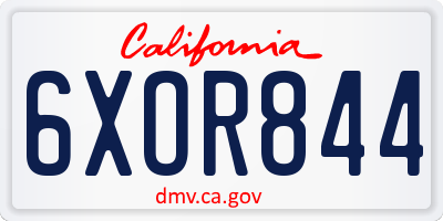 CA license plate 6XOR844