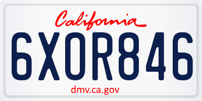 CA license plate 6XOR846
