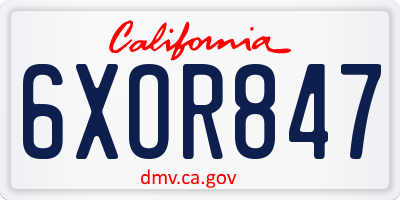 CA license plate 6XOR847