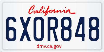 CA license plate 6XOR848