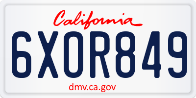CA license plate 6XOR849