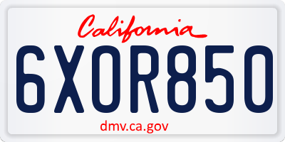 CA license plate 6XOR850