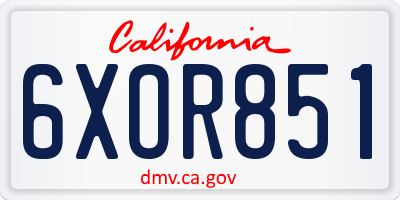 CA license plate 6XOR851