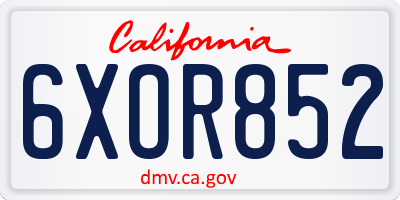 CA license plate 6XOR852