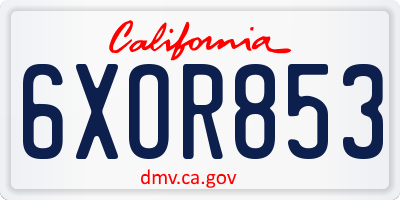 CA license plate 6XOR853