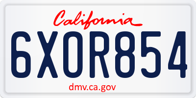 CA license plate 6XOR854