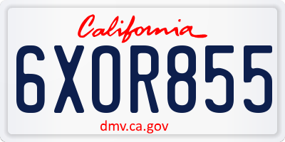 CA license plate 6XOR855
