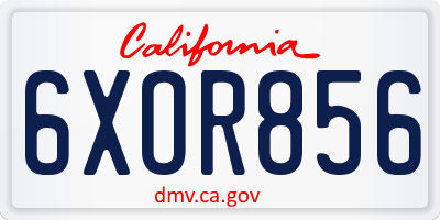 CA license plate 6XOR856