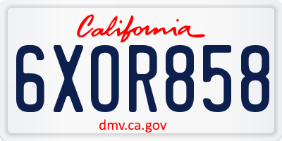 CA license plate 6XOR858