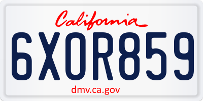 CA license plate 6XOR859