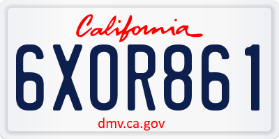 CA license plate 6XOR861