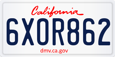 CA license plate 6XOR862
