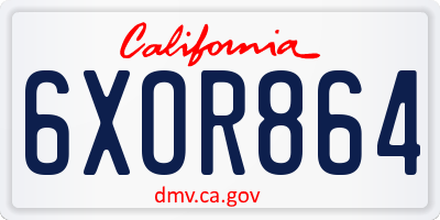 CA license plate 6XOR864