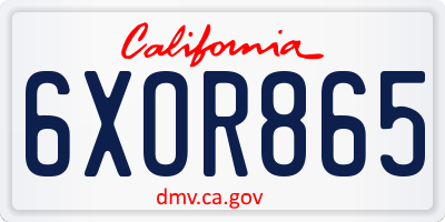 CA license plate 6XOR865