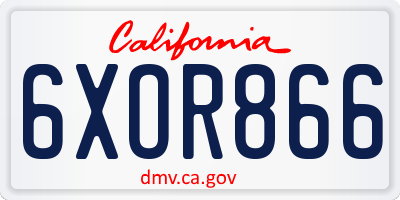 CA license plate 6XOR866