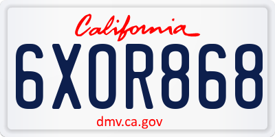 CA license plate 6XOR868
