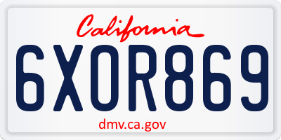 CA license plate 6XOR869