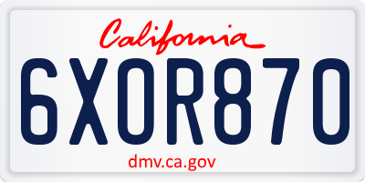CA license plate 6XOR870
