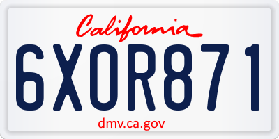 CA license plate 6XOR871