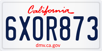 CA license plate 6XOR873