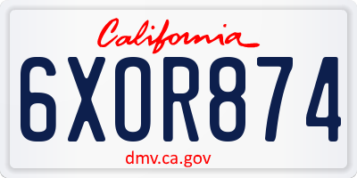 CA license plate 6XOR874