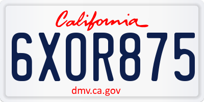CA license plate 6XOR875