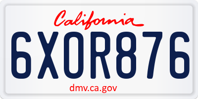 CA license plate 6XOR876