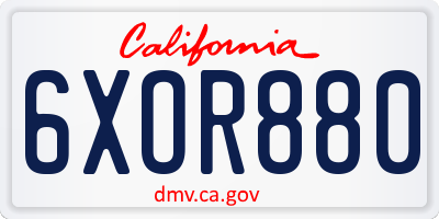 CA license plate 6XOR880