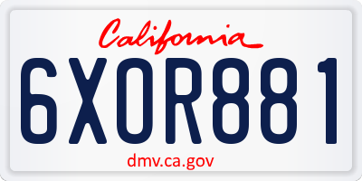CA license plate 6XOR881