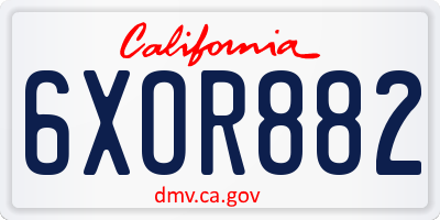 CA license plate 6XOR882