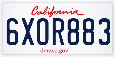 CA license plate 6XOR883