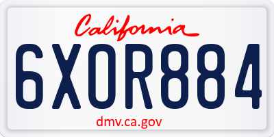 CA license plate 6XOR884